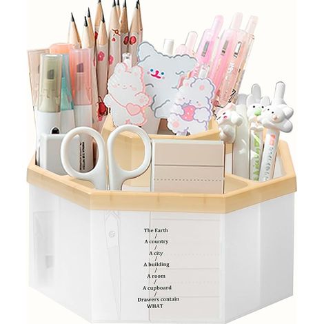 Schreibtisch-Organizer, um 360 Grad drehbar, multifunktionaler Stifthalter, 5 Fächer, Schreibtisch-Organizer, Heimbüro, Kunstbedarf, Aufbewahrungsbox