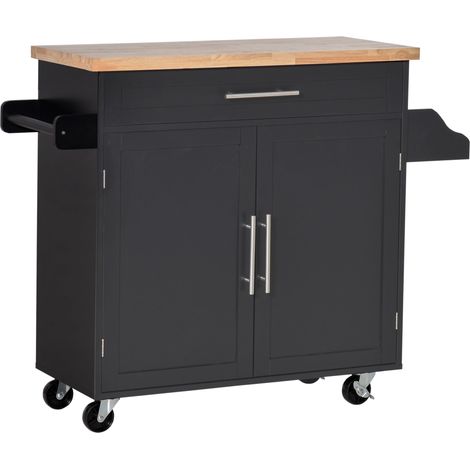 Carrello da Cucina 109x40x89 cm in Legno Nero (1/5)