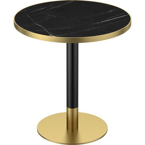 Table à manger ronde tulipe 70 cm, plateau pierre sinterée aspect marbre, pieds inox doré, antirayures, étanche (1/5)