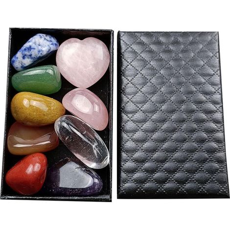 Kit Cristaux 7 Chakras Coeur Amour Pierre Brute Irrégulière Minéraux Naturels pour Équilibre Énergétique Méditation Yoga (1/5)
