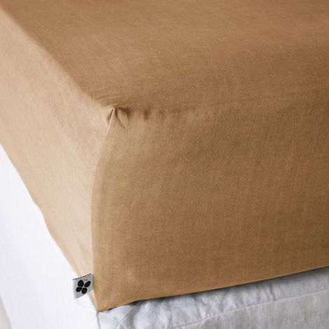 Drap housse "Lysandre" toutes dimensions "Lyocel" L'effet Papillon - Lysandre Camel - 90 x 190 cm bonnet de 30 cm