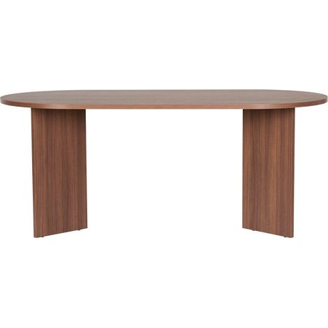 Homifab – Table à manger ovale effet Noyer 8 places 180 cm – Design épuré avec pieds en panneaux croisés – Idéale pour repas conviviaux (1/5)