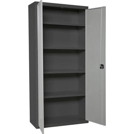 Armario metálico SIMONLOCKER de 4 estantes (180x60x40cm) ANTRACITA Y GRIS (1/3)