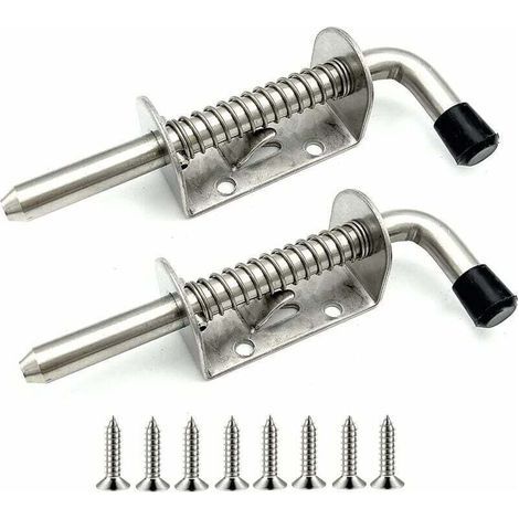 Lot de 2 verrous à ressort en acier inoxydable pour porte de garage, abri de jardin, cour, poulailler (128 mm)- (1/4)