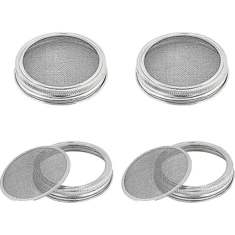 Lot de 4 couvercles de germination en acier inoxydable avec grilles en acier inoxydable pour bocaux à large ouverture (1/3)
