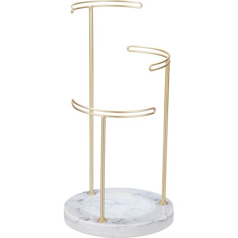 Elegante espositore per gioielli con portaoggetti integrato 25 x 25 x 50 cm in marmo grigio 130010278