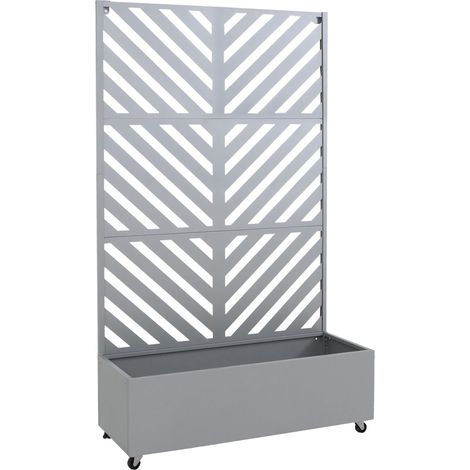 [NEUWERTIG] Rankgitter mit Pflanzkasten HHG-038, Blumenkasten Pflanzkübel Spalier, Metall 186x108x41cm grau (1/5)