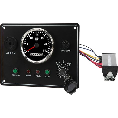 Multifunktions-Schiffsgeschwindigkeitsmesser bis 3000 U/min mit Drehzahlmesser, Öldruck- und Wassertemperaturalarm für Wohnmobile, Yachten und Boote – 24-V-System (1/5)