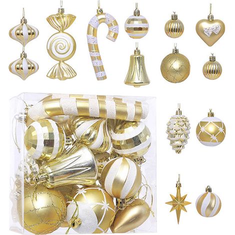 Lot de 16 boules de Noël décoratives pour sapin de Noël (1/5)