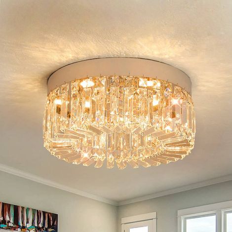 Plafonnier LED cristal acier inoxydable, Ø40cm, 3 températures, 1050lm, IP33 (1/5)