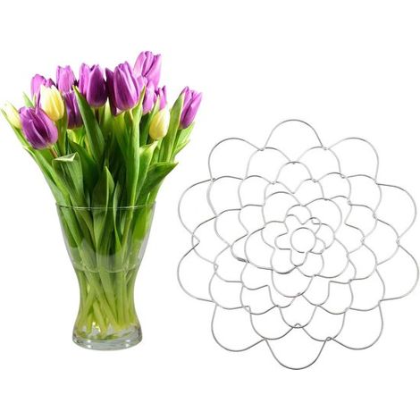 Porta fiori da 12 cm, griglia per composizioni floreali in vaso, organizer per fiori, colore argento (1/5)