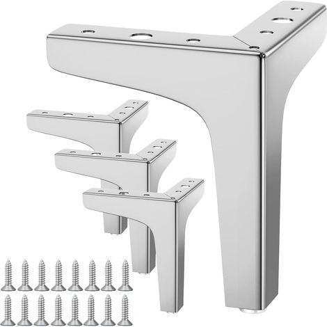 Lot de 4 Pieds de meuble, 13 cm, Métal triangulaire, Capacité 800 kg, Pour canapé table lit armoire
