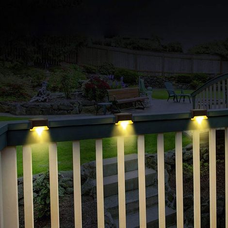 Lot de 8 lampes solaires étanches pour une utilisation extérieure, escaliers, marches, clôtures, jardin (blanc chaud) (1/3)
