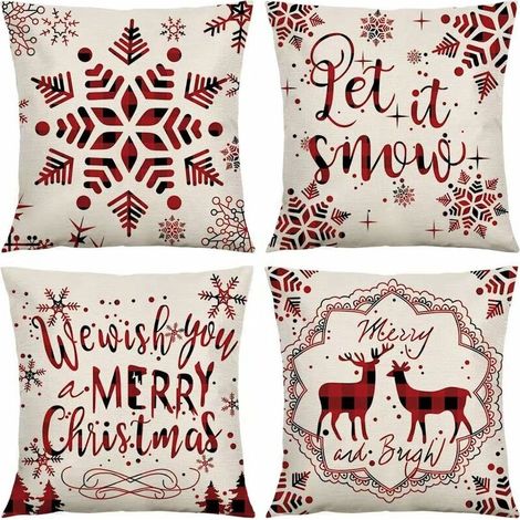 4PCS Thème de Noël Housse de Coussin,Taie d'oreiller de Flocon de Neige,Taie d'oreiller de Noël,Noël Housse de Coussin,Taie d'oreiller de Noel pour Canape (1/5)