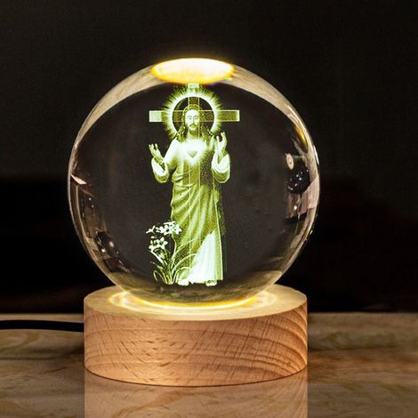 Figurine - Veilleuse - Gravure Laser Interne - Lumière LED RVB - Socle En Bois - Alimentation USB - Décoration De Bureau Ou Chevet - 6 cm - 1 Pièce (1/5)