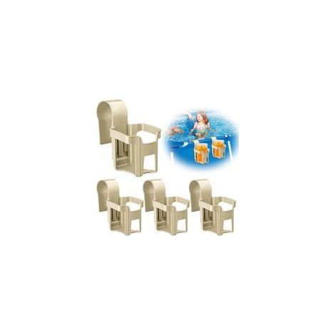 Lot de 4 porte gobelets de piscine Accessoires pour piscines hors sol En plastique Accessoire de piscine multifonction pour la plupart(kaki) (1/5)