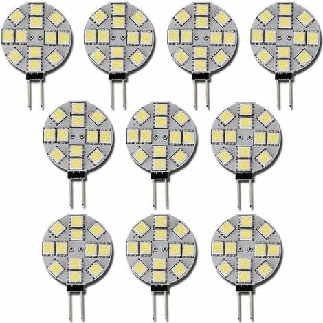 10x Ampoule LED G4 DC 12V Non dimmable Blanc 6000K Ampoule de lumière Remplacement 20W Lampe halogène pour Cuisine Camping-Car RV remorque Bateau