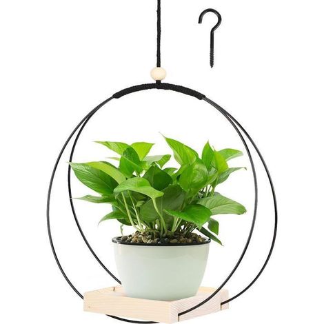 Panier suspendu panier suspendu Pot de fleur en métal (1 pièce), panier suspendu noir pour balcon de Patio intérieur extérieur (1/5)