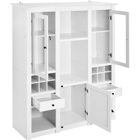 Vitrina blanca con iluminación LED de 16 colores, 143 x 45,5 x 170 cm, MDF (1/5)