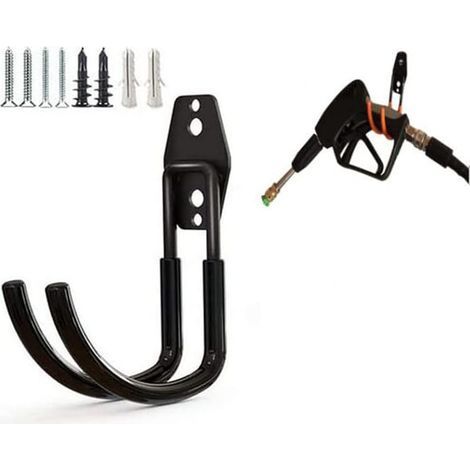 Wandmontierte Halterung für Autoreiniger, robuste Metallhalterung für Hochdruckreiniger, Haken für Spritzpistole/Gartenschlauch/Wasserschlauch (schwarz) (1/5)