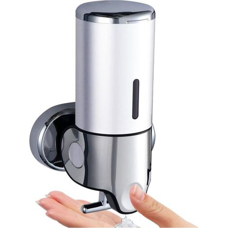 500ml Distributeur Savon, Distributeur Désinfectant pour Les Mains Mural, Distributeur Savon de Cuisine Manuel, Distributeur de Shampoing et Gel Douche, pour Hôtel de Toilette de Salle de Bain (1/5)