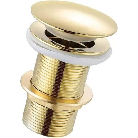 Pop-up sink stopper without overflow, universal chrome-plated copper drain stopper for kitchens, bathrooms, sinks, and drains (1/5)