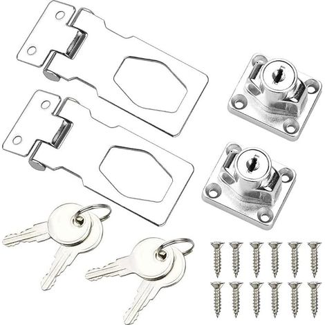 2Pcs Cadenas Moraillon Inox Verrou a Clé Serrure Cadenas Utilitaire 2,5 Pouces Pour Casier Tiroir Armoire Penderie Boîte Conteneurs de Stockage Portes Remise Portes de Garage (1/5)