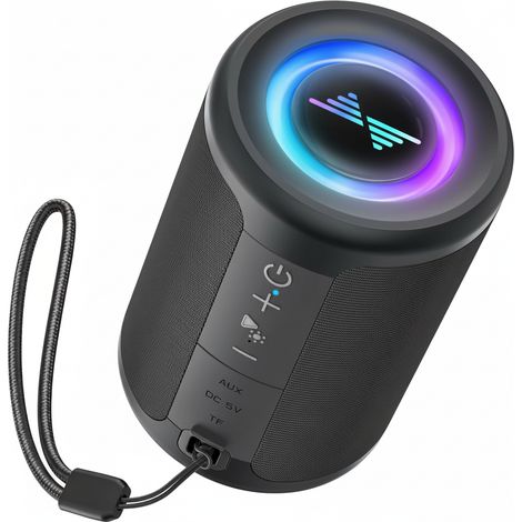 Enceinte Bluetooth FA02 Lanyue 5.3, batterie 1200-2000mAh, portée 10m, boîtier ABS, carte TF, 5W, noir, usage extérieur et pelouse