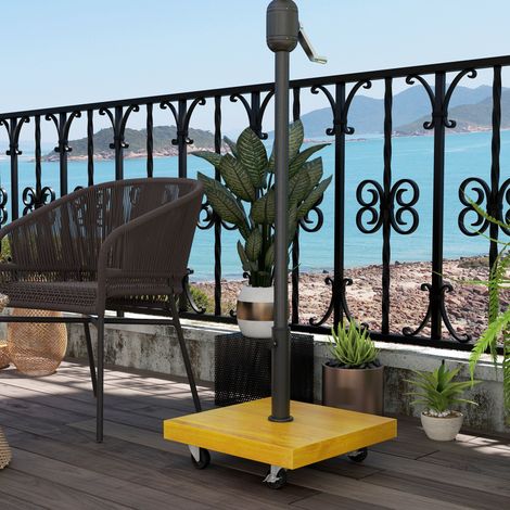 Pied de parasol carré - base de lestage poids net 25kg en métal avec 4 roulettes - dim. 45L x 45l x 36.5H cm