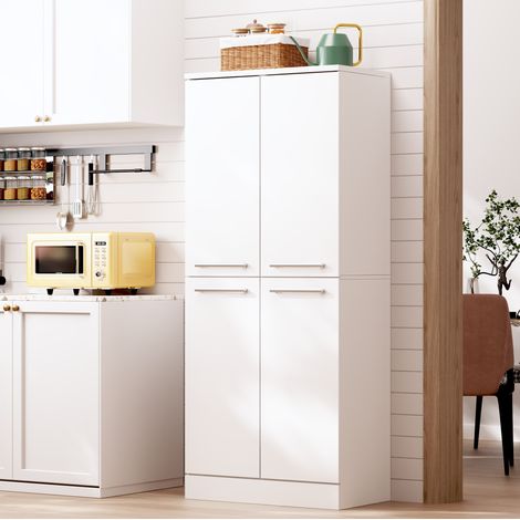 Meuble rangement cuisine 76x42x180 cm MDF blanc OKMYHOME (1/5)