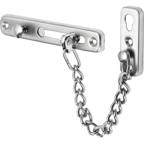 Chaîne de sécurité étroite pour porte, limiteur de porte à ressort, serrure antivol avec vis pour portes intérieures, finition en acier inoxydable brossé