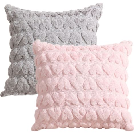 Housses de coussin décoratives « Amour » pour la Saint-Valentin, 45 x 45 cm, lot de 2, douces et moelleuses, style champêtre, pour la décoration de votre maison pendant les fêtes de printemps. (1/5)
