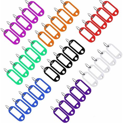 40pcs Porte Étiquettes Cle à bagages en plastique de voyage avec porte-clés etiquette d'identification Porte-Clés (Couleur aléatoire aléatoire) (1/4)