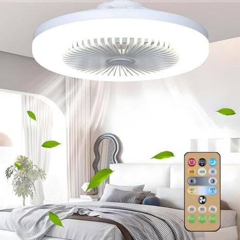 Ventilateur de plafond silencieux avec télécommande, 3 vitesses, 3 couleurs de lumière, design moderne pour chambre et salon (1/5)