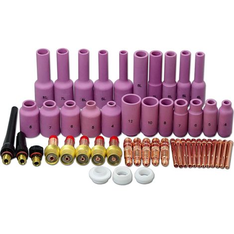 Corps de Collet pour Diffuseur de Gaz TIG 10N 45V Série Grand Diamètre Long Buses en Céramique D'alumine 10N 54N Série pour QQ300 DB SR WP 17 18 26 Torche de Soudage TIG 50pcs (1/5)
