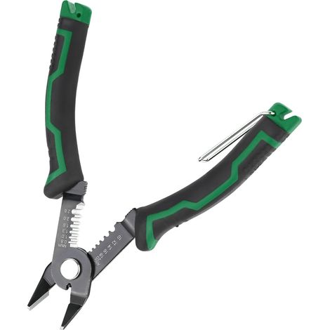 Alicates de corte lateral 3 en 1, pelacables y cortador para cables de 20 a 10 AWG, mango antideslizante, resorte oculto para trabajos pequeños y circuitos impresos, color verde (1/5)
