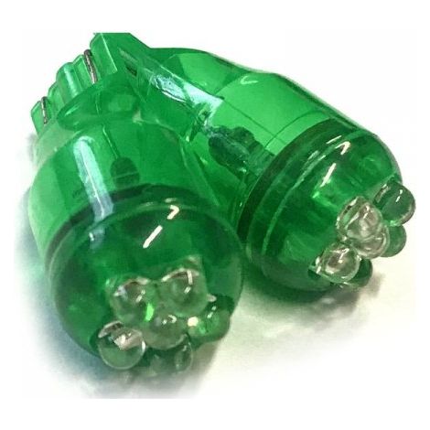 Coppia 2 Lampade Led T10 T15 Con 6 Led F3 Colore Verde Green 12V 0,2W