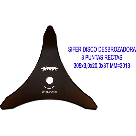 Disco Decespugliatore Sifer 3 Punte Dritte 305 mm 3,0 mm 20 mm 3T MM3013