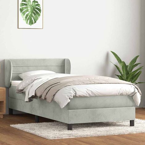 Boxspringbett mit Matratze Hellgrau 80x220 cm Samt
