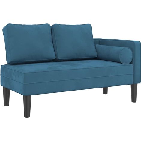 Méridienne chaise longue canapé pour intérieur avec coussins en velours bleu DEC026063