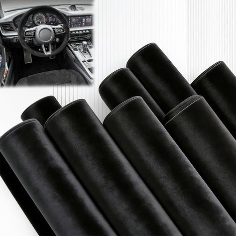 Black Self-Adhesive Film for Cockpit 150 x 40 cm Leather for Car Headliner, Black Velvet Fabric Self-Adhesive for Car Interior, Door Trim, Suede Film (1/5)
