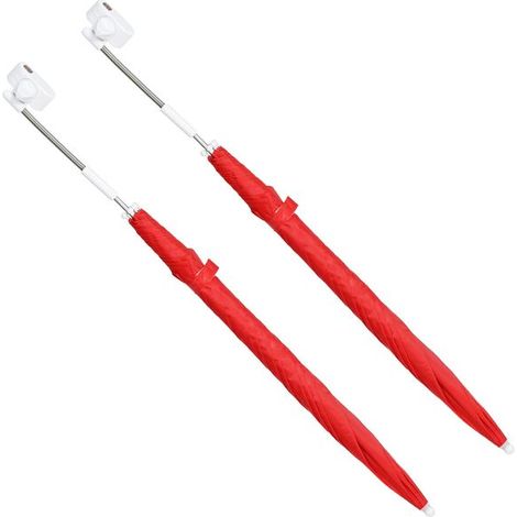 Deux parapluies à pinces, rouge brique, 105 cm de diamètre et 86 cm de hauteur. (1/5)