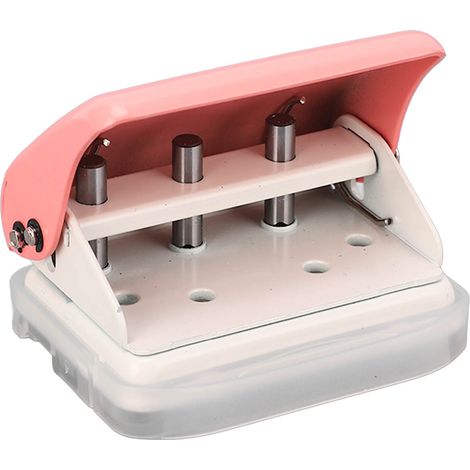 Perforatrice manuelle pour feuilles mobiles, rose, 3 trous, capacité de 5 feuilles (1/5)