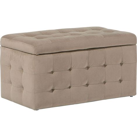 Storage Ottoman MICHIGAN Velvet Light Brown