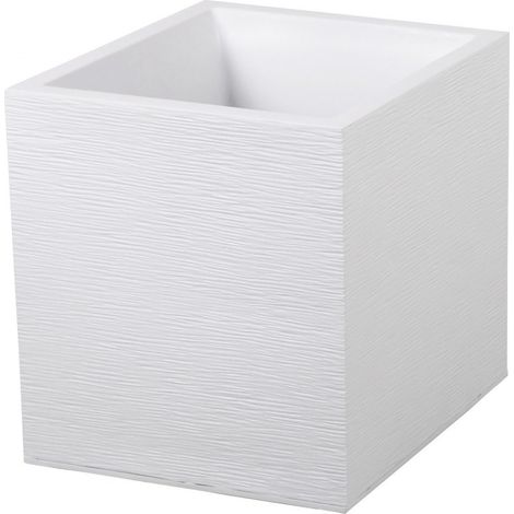 Pot plastique carré blanc graphit 31  39 x 39 x 43