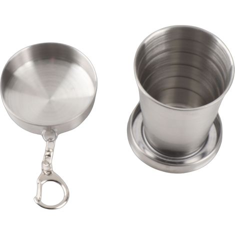 Gobelet Pliant Inox Mini 6 Sections avec Anneau Porte-clés Compact Durable Idéal Randonnée Camping Voyage (1/4)