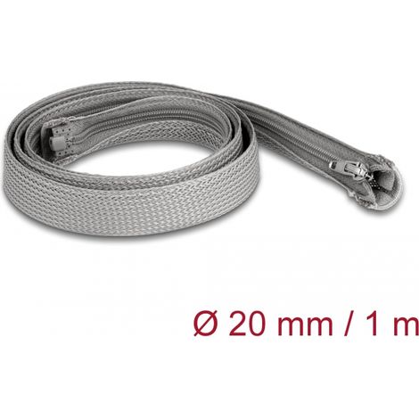 Delock Manga trenzada con cierre de cremallera resistente al calor 1 m x 20 mm gris