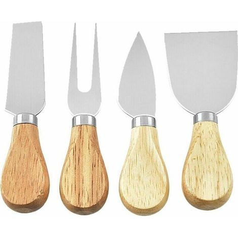Ensemble de 4 couteaux à fromage avec manche en bois d'acacia (1/5)