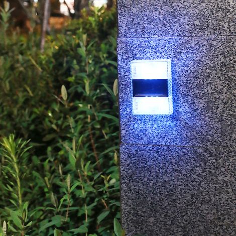 Lampe murale solaire à éclairage indirect (haut et bas), petite veilleuse d'extérieur étanche, décoration extérieure pour la maison et le jardin, 6 LED transparentes (haut et bas) [lumière colorée] (1/5)