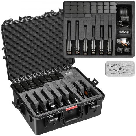 Estuche Rígido para Pistola con Revestimiento de Espuma XPE, Funda para 8 Pistolas, Resistente al Agua y Polvo con Interior Personalizable y Asa 556 x 455 x 225 mm, Negro, Cumple con la TSA (1/5)